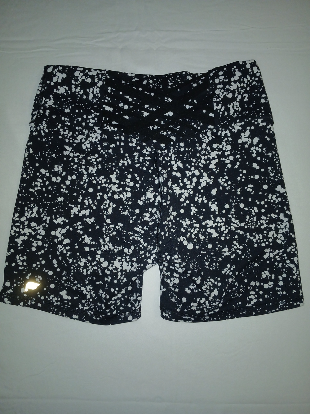 Powerhold By Fabletics Black And White Printed Athletic Workout Shorts